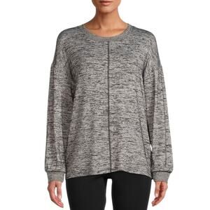 TIME & TRU Hacci Pullover Black & Gray Casual Long Sleeve Top ~ Women's Size XXL